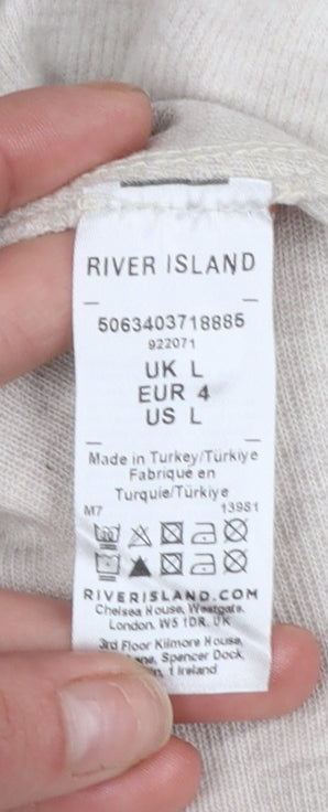 Womens UK Size L River Island Beige Pullover Sweatshirt