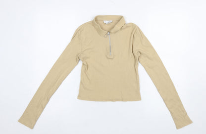 Womens UK Size 10 Topshop Beige Basic T-Shirt