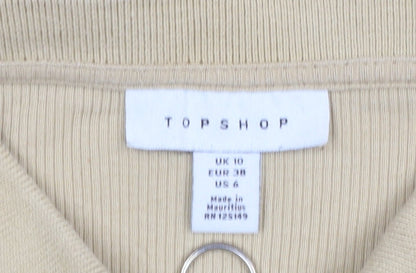 Womens UK Size 10 Topshop Beige Basic T-Shirt