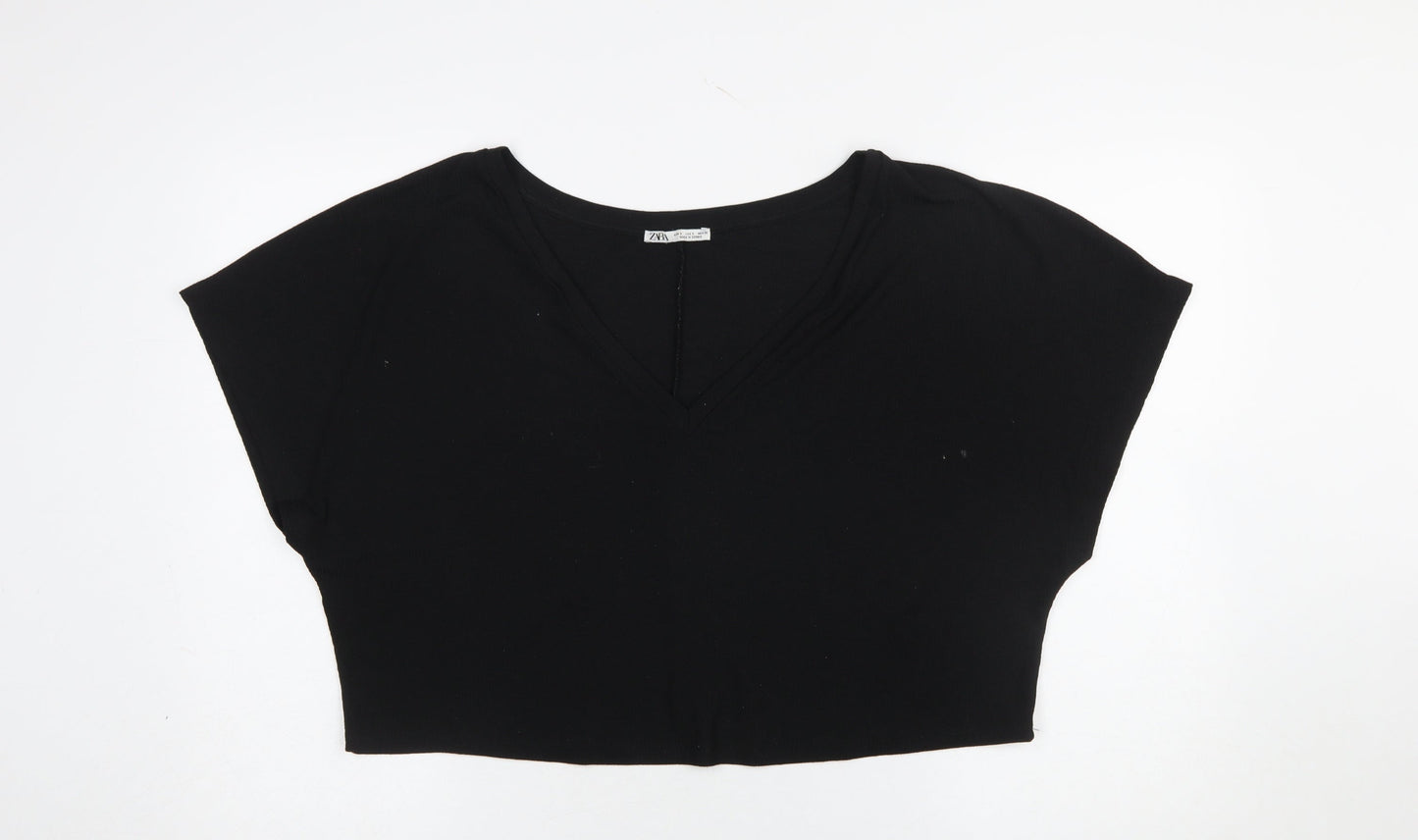 Womens UK Size S Zara Black Cropped T-Shirt