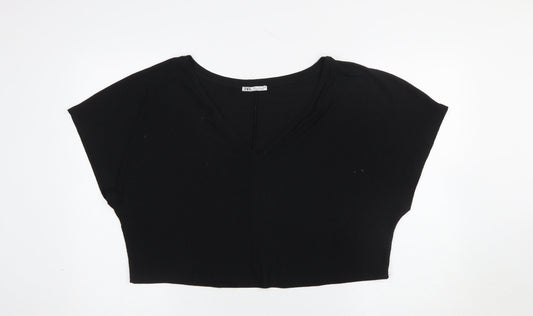 Womens UK Size S Zara Black Cropped T-Shirt