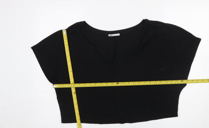 Womens UK Size S Zara Black Cropped T-Shirt