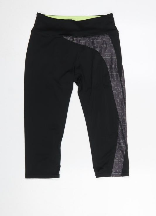 Womens UK Size S Crane Slim Fit Capri Black Leggings