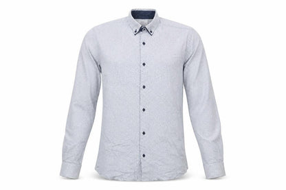 Next Men's Blue Patterned Button-Up Long Sleeve Cotton Shirt Medium