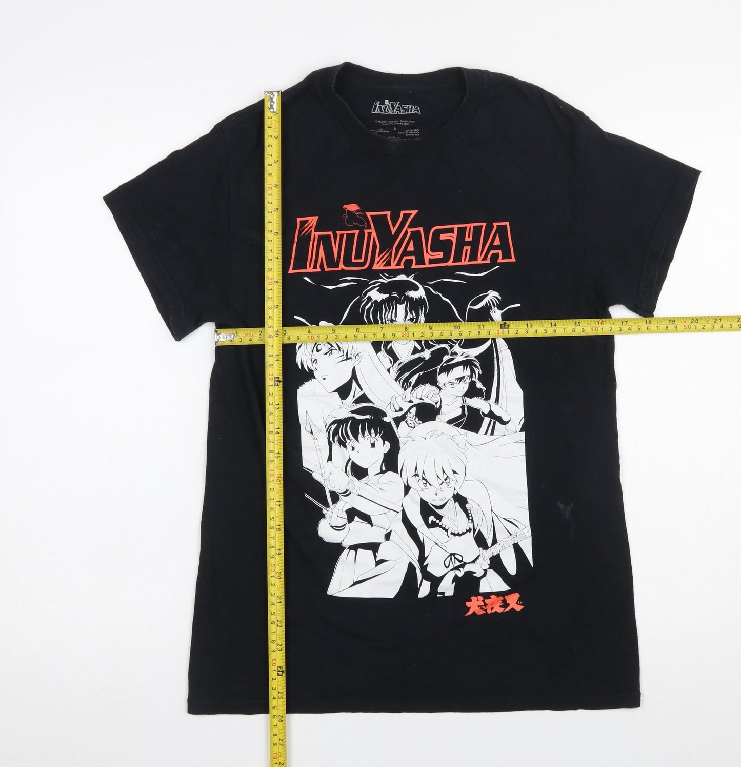 Mens UK Size S InuYasha Black  T-Shirt