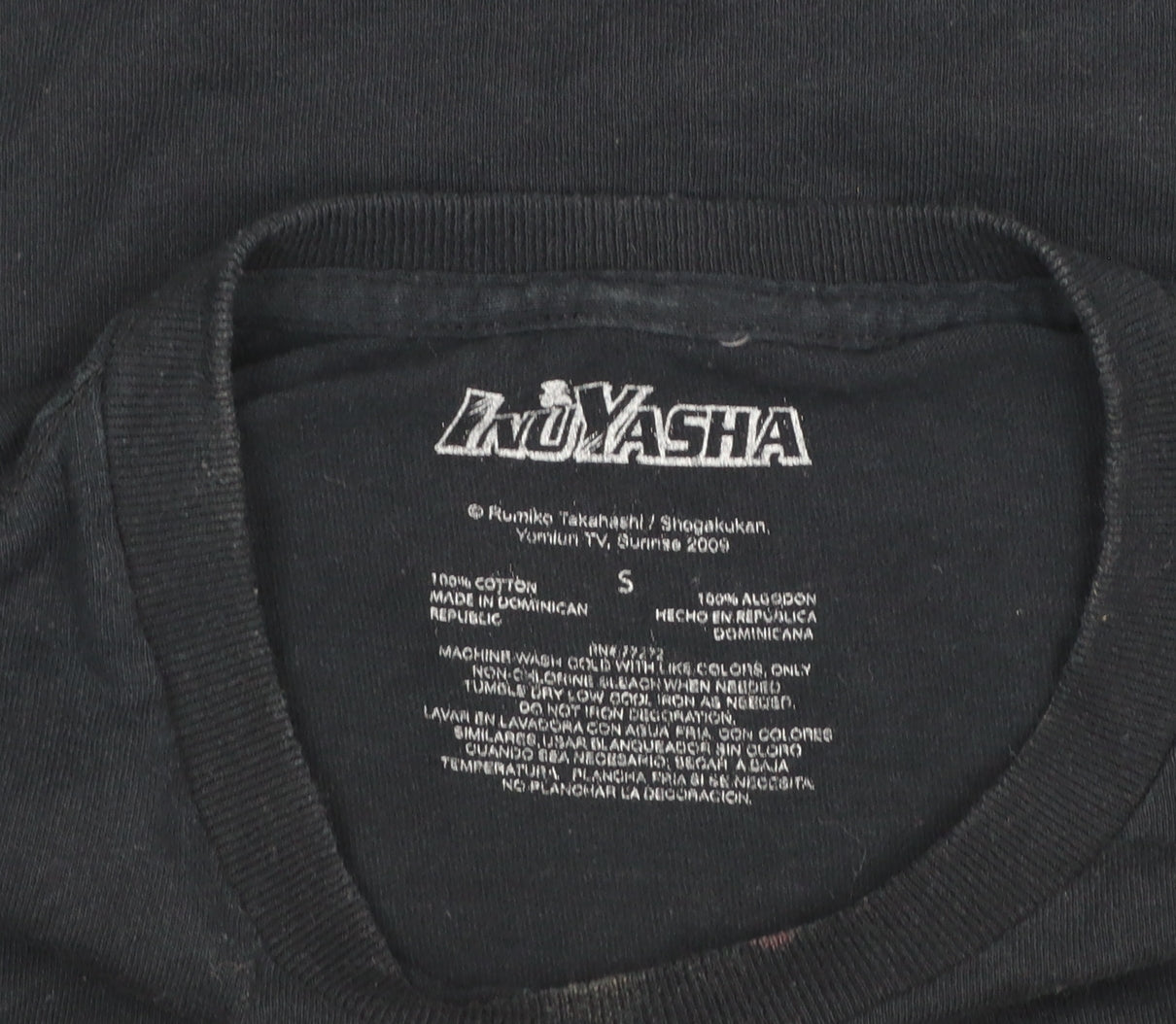 Mens UK Size S InuYasha Black  T-Shirt