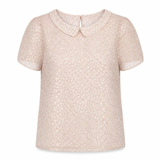 Miss Selfridge Women Pink Short Sleeve Collared Lace Blouse UK 6