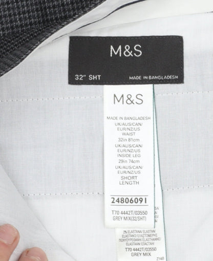 Mens UK Size 32 in Marks and Spencer Regular Fit Dress Pants Grey Trousers