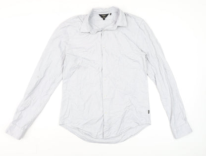 Mens UK Collar Size L Superdry Smart Grey  Dress Shirt