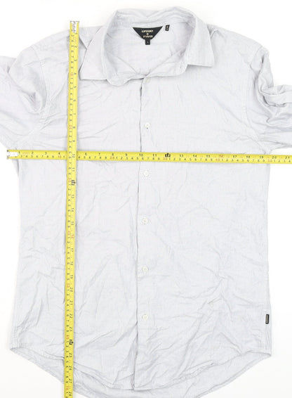 Mens UK Collar Size L Superdry Smart Grey  Dress Shirt