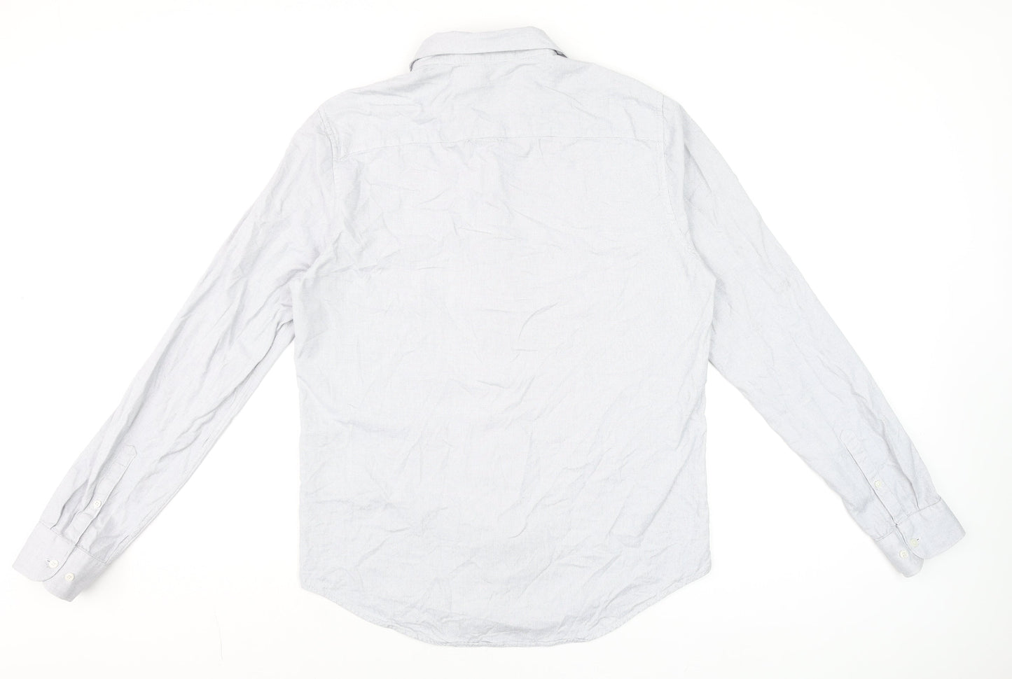 Mens UK Collar Size L Superdry Smart Grey  Dress Shirt
