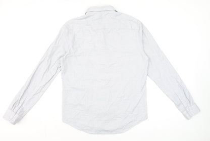 Mens UK Collar Size L Superdry Smart Grey  Dress Shirt
