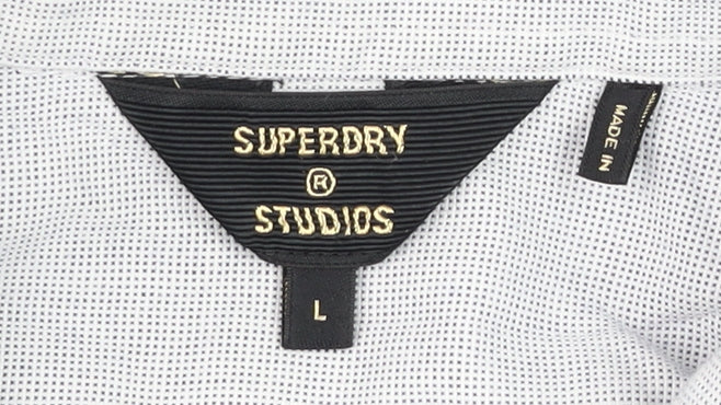 Mens UK Collar Size L Superdry Smart Grey  Dress Shirt
