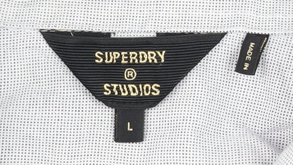 Mens UK Collar Size L Superdry Smart Grey  Dress Shirt
