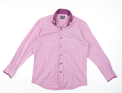 Mens UK Collar Size L Remus Uomo Smart Pink  Dress Shirt