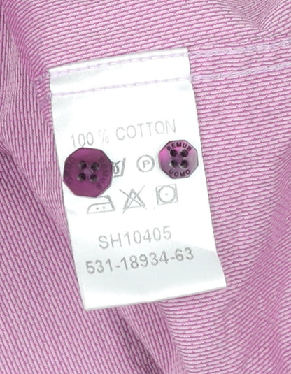 Mens UK Collar Size L Remus Uomo Smart Pink  Dress Shirt
