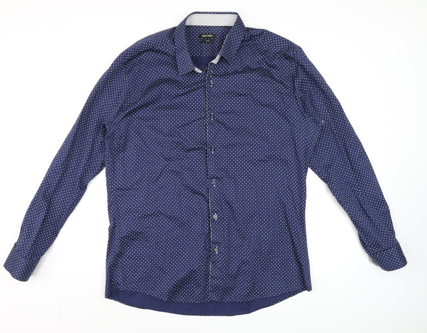 Mens UK Collar Size M Remus Uomo Smart Blue  Dress Shirt