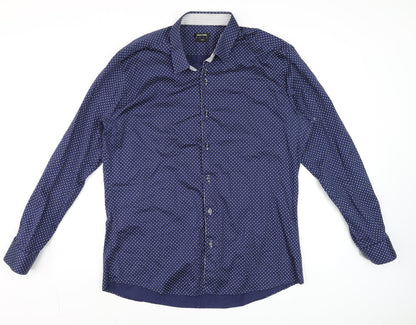 Mens UK Collar Size M Remus Uomo Smart Blue  Dress Shirt