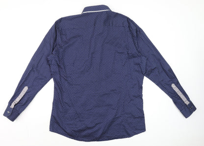 Mens UK Collar Size M Remus Uomo Smart Blue  Dress Shirt