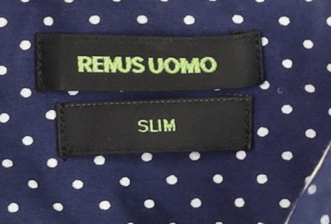 Mens UK Collar Size M Remus Uomo Smart Blue  Dress Shirt