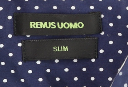 Mens UK Collar Size M Remus Uomo Smart Blue  Dress Shirt