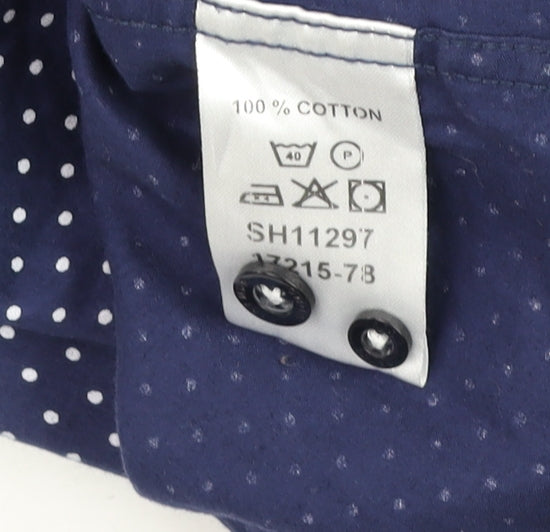 Mens UK Collar Size M Remus Uomo Smart Blue  Dress Shirt