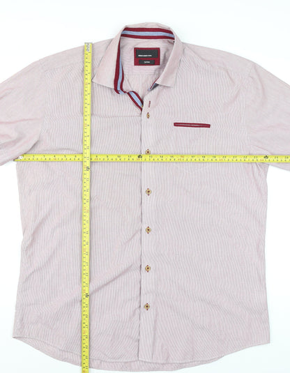 Remus Uomo Pink Short Sleeve Tapered Cotton Blend Men's Formal Shirt XL