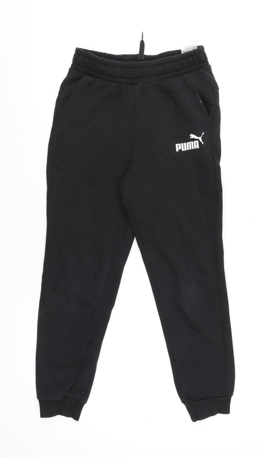 Puma Boys Black 11-12 Years Jogger Sweatpants Elastic Waist Tapered Fit