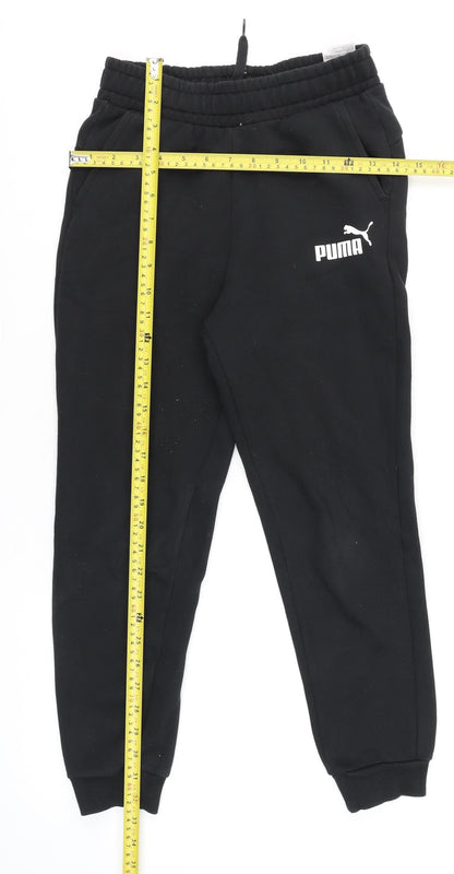 Puma Boys Black 11-12 Years Jogger Sweatpants Elastic Waist Tapered Fit