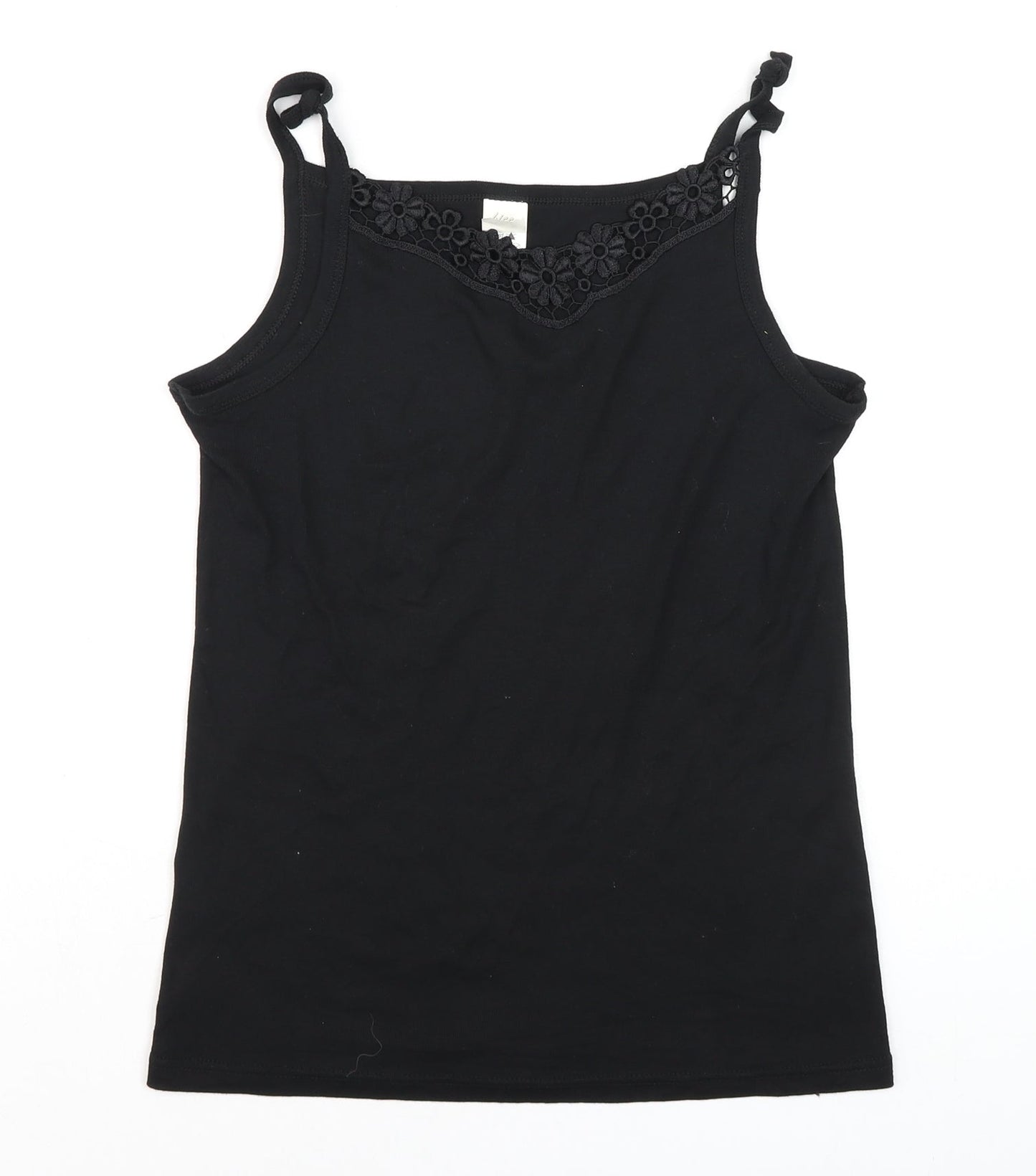 Chicca Women Black Cotton Crochet Trim Camisole Tank Top Size 20