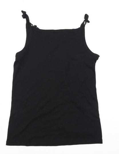 Chicca Women Black Cotton Crochet Trim Camisole Tank Top Size 20