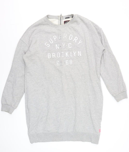 Womens UK Size XL Superdry Grey Pullover Sweatshirt