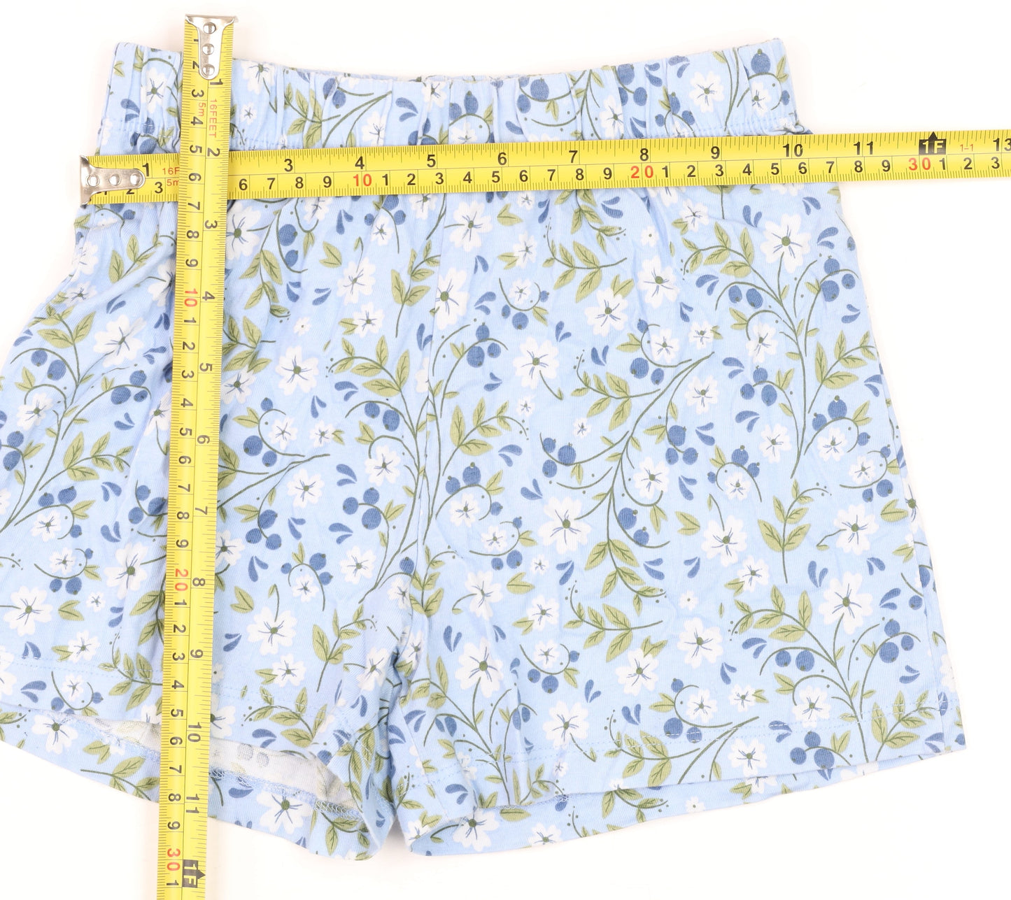 Dunnes Stores Girls Blue Floral Cotton Elastic Waist Shorts Age 6