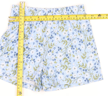 Dunnes Stores Girls Blue Floral Cotton Elastic Waist Shorts Age 6
