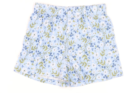 Dunnes Stores Girls Blue Floral Cotton Elastic Waist Shorts Age 6