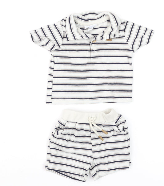 Calvin Klein Unisex Baby Multicoloured 3-6M Striped Jersey Shorts Set