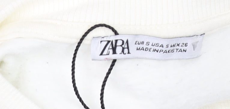 Womens UK Size S Zara White Pullover Sweatshirt