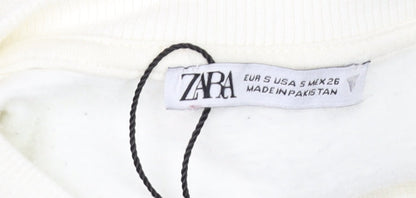 Womens UK Size S Zara White Pullover Sweatshirt