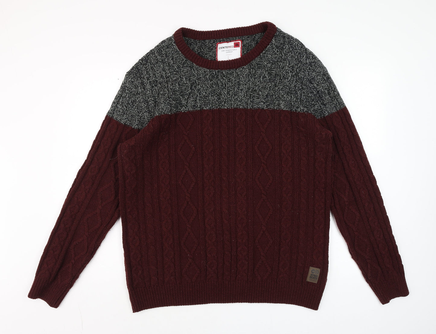 Mens UK Size L CENTERED Red Pullover Jumper