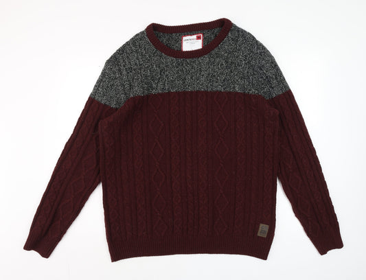 Mens UK Size L CENTERED Red Pullover Jumper