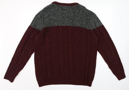 Mens UK Size L CENTERED Red Pullover Jumper