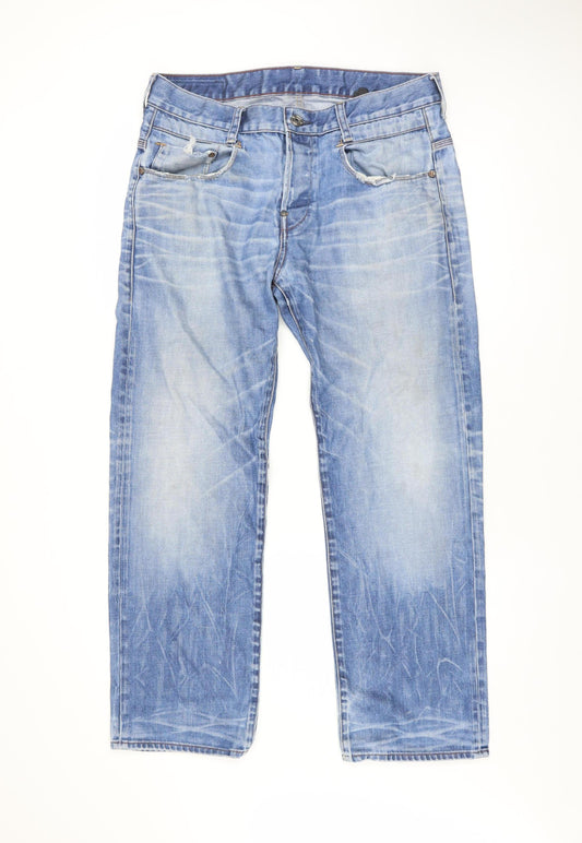 Mens UK Size 34 G-Star Relaxed Fit Straight Blue Jeans