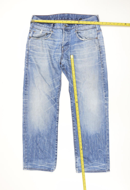 Mens UK Size 34 G-Star Relaxed Fit Straight Blue Jeans
