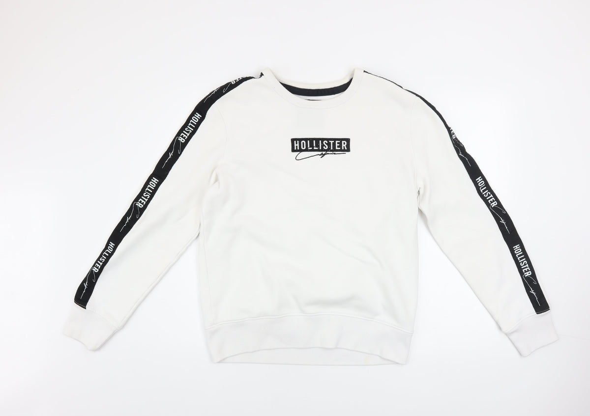Mens UK Size S Hollister White Pullover Sweatshirt