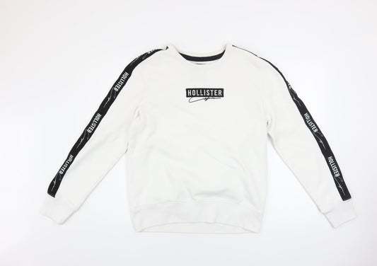 Mens UK Size S Hollister White Pullover Sweatshirt