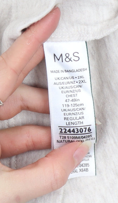 Mens UK Size 2XL Marks and Spencer Beige Henley Sweatshirt