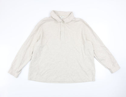Mens UK Size 2XL Marks and Spencer Beige Henley Sweatshirt