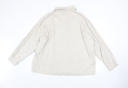 Mens UK Size 2XL Marks and Spencer Beige Henley Sweatshirt