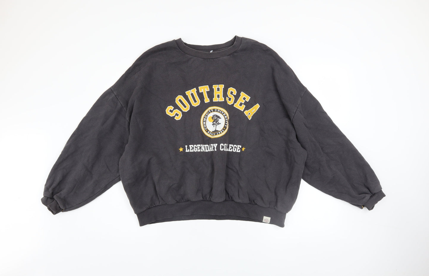 Womens UK Size L Pull & Bear Black Pullover Sweatshirt