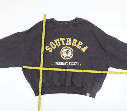 Womens UK Size L Pull & Bear Black Pullover Sweatshirt